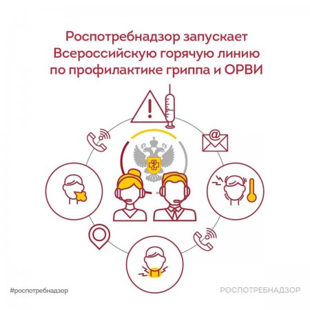 С 21 сентября по 2 октября Роспотребнадзор проведет Всероссийскую горячую линию по вопросам профилактики гриппа и ОРВИ